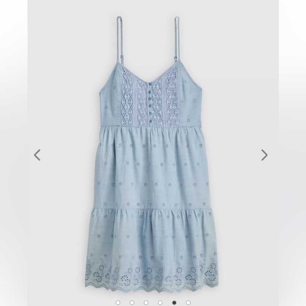 Levi's Cora Mini Dress Eyelet Babydoll Medium Wash Size Large NEW - Picture 4 of 12